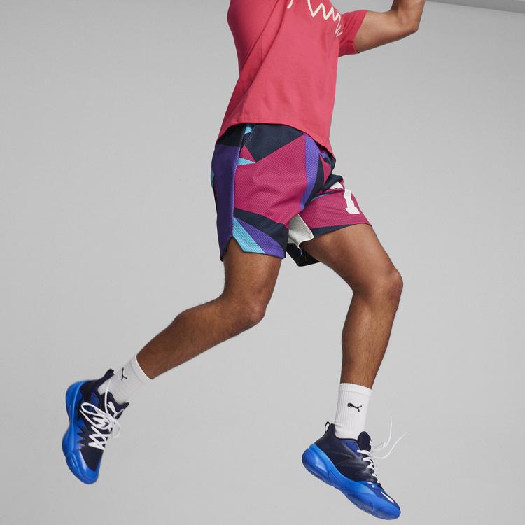 Puma Dylans Gift Lace-Up Color Block Number Mid-Rise Sports Shorts Men Shorts Black 625272-01