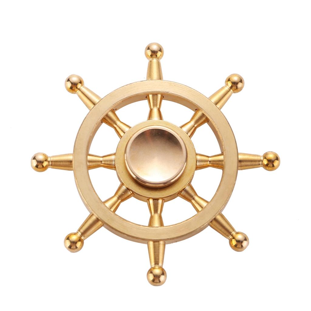 Navigator's Brass Ship Wheel Fidget Spinner - Gyro Hand Toy & Decompression Craft