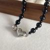 Black Beaded Heart Necklace: Summer Luxury Hip Hop Clavicle Chain