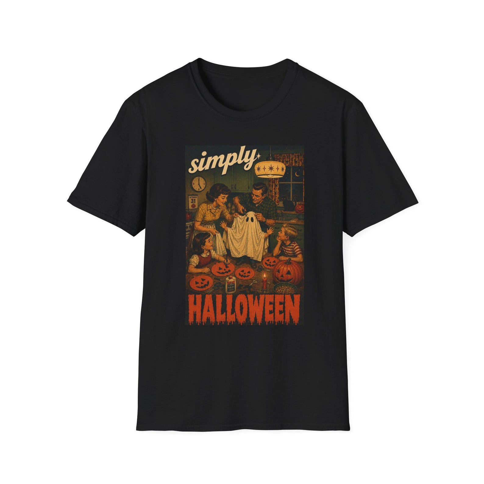 Simply Halloween T-Shirt | Vintage Trick or Treat Pumpkin Design XL