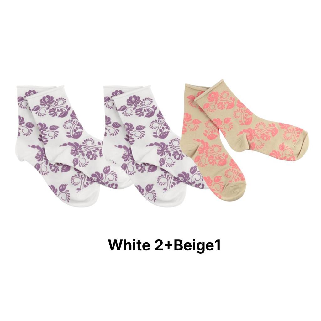Women's Antique Mid-Calf Socks (3-Pair Set)