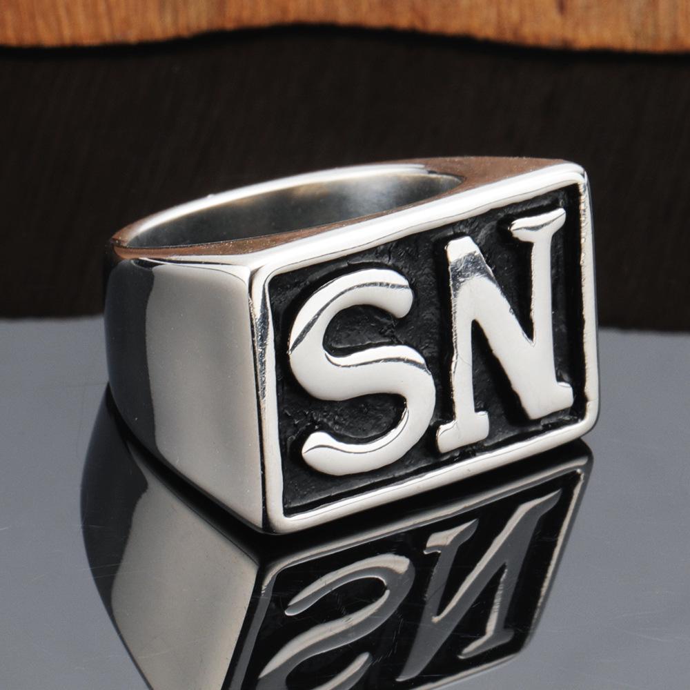 Men's European American Hip Hop Titanium Steel Punk Ring