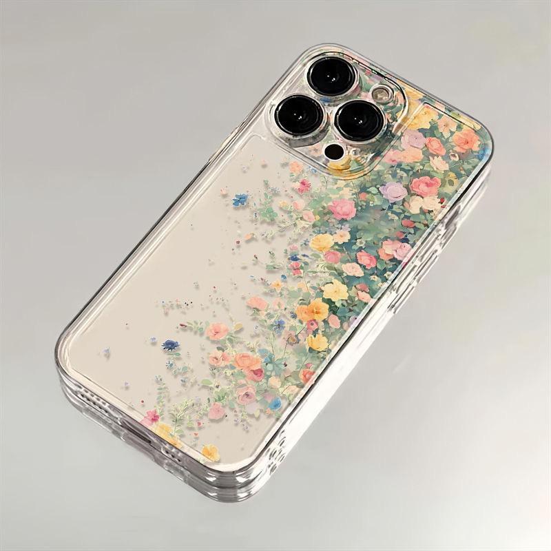 

iPhone 16 Full Screen Floral Pattern Anti-Fall Transparent Case iPhone 12