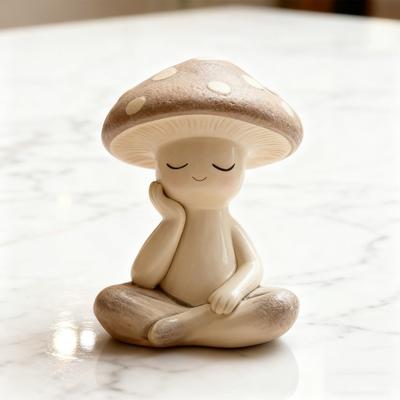 Zen Meditation Pilzskulptur Harz Pilzfigur für Wohnzimmer Home Office Schreibtisch Terrasse Gartendekor