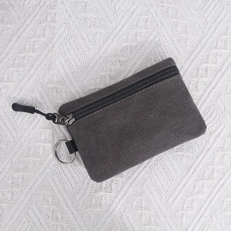 Canvas Mini Coin Wallet Bag Solid Color Zipper Key Bag Money Pocket Purse Women Men Small Card Holder Change Coin Purses Wallet