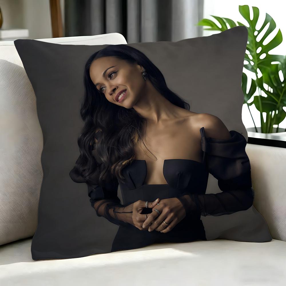 Actress Zoe Saldana Cushion Cover Cushion Cover Set 4Pcs 50X50 45X45 40X40 Pillowcase Decorative Sofa Home Decor