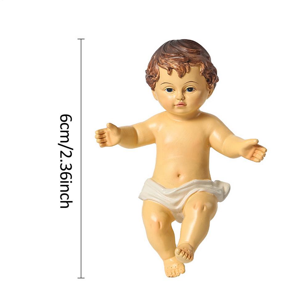 Baby Jesus Doll Statue Holy Infant with Crucifix Ornament Religious Jesus Figurine Home Church Christmas Craft Decoration Gift