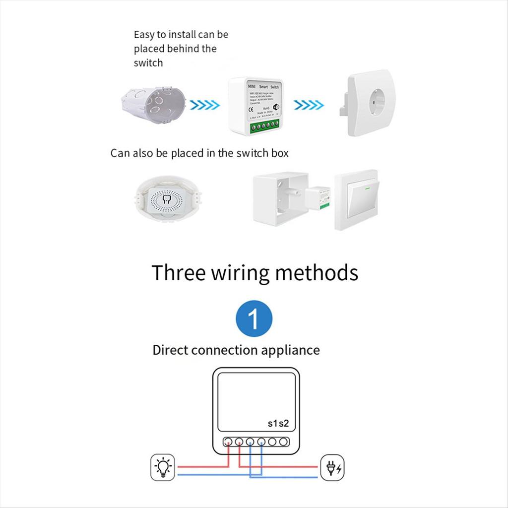 Tuya 16A MINI Wifi Switch DIY 1-Way Remote Control Timer Relay Automation for Smart Life Work