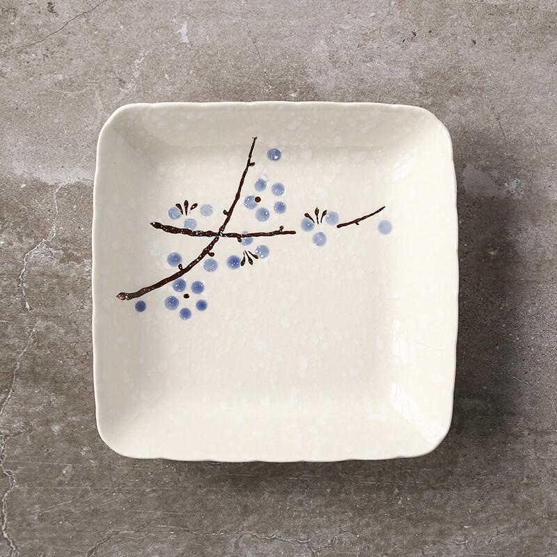 Japanese Style Underglaze Ceramic Square Dinner Plate