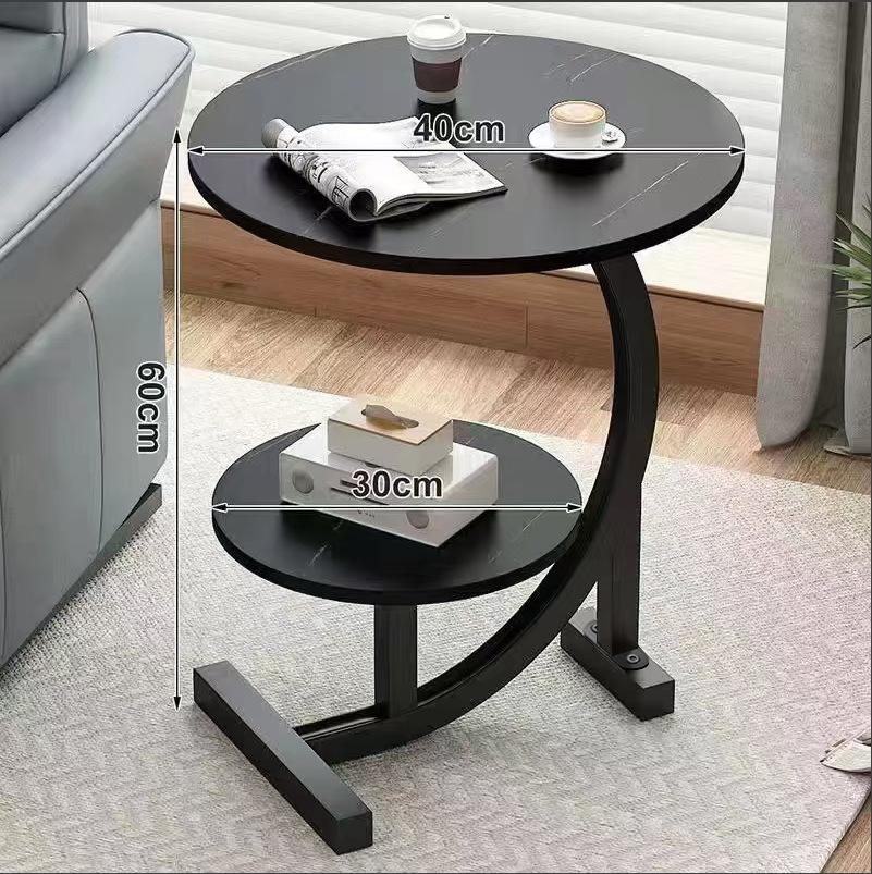 Two Layers Small Side Table For Spaces, Storage Rack, End Mdf+metal, S Living Room Modern Balcony