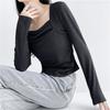 Women S Long Sleeve Square Neck Slim Fit Pure Style Basic Top