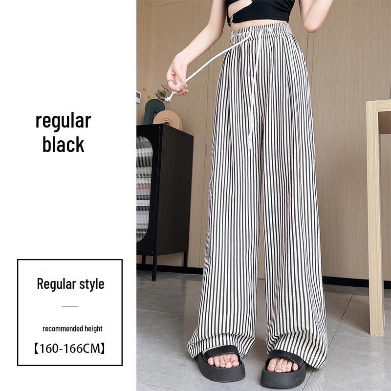 

Women s High-Waisted Striped Wide-Leg Pants - Summer Slimming, Light, and Petite Fit XL (121-130 lbs)