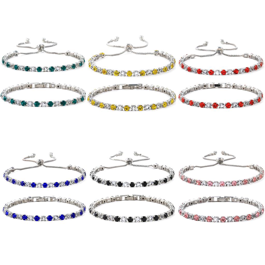 Hot-selling fashion 1mm intercolor zircon bracelet in Europe and America, high-end light luxury tennis bracelet, female spot