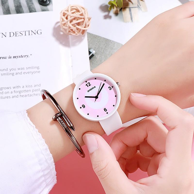 College Style Simple Candy Exam Watch High-Value Fresh Girlfriend Student Watch Versatile Silicone Watch
