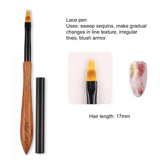Sandalwood Nail Classic Brush Handle Japanese-style Ergonomic Art Design Eco-friendly Nail Art Brush