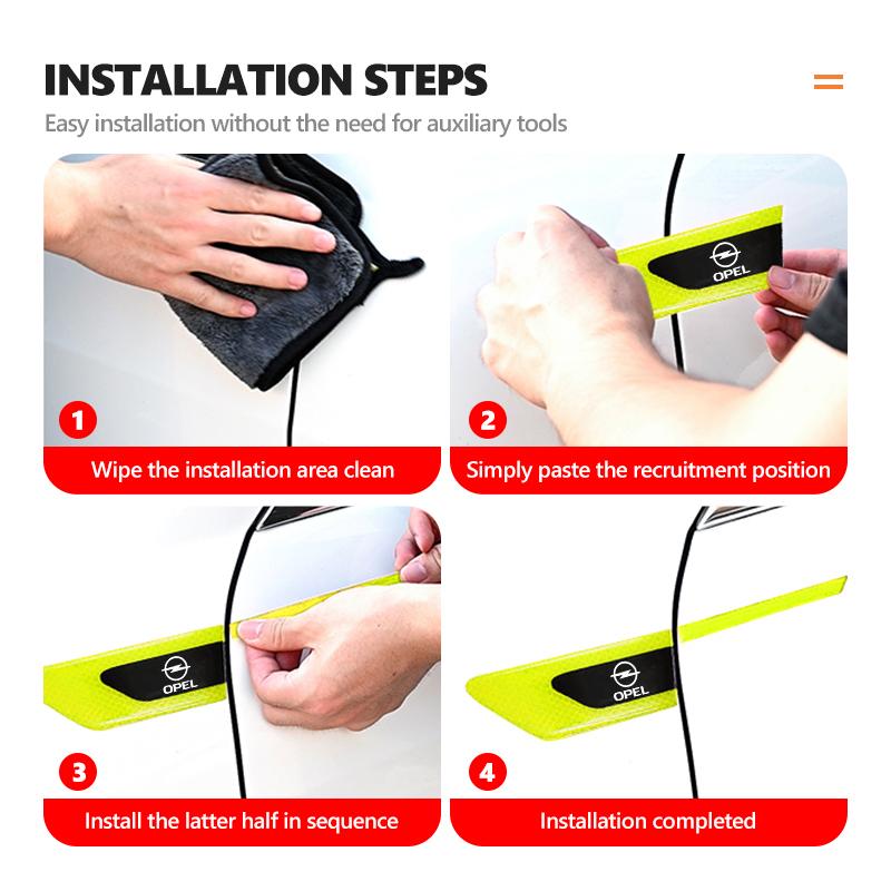 Car Reflective Sticker Door Bumper Anti-collision Protector Strips For Opel ADAM ASTRA J K CORSA E INSIGNIA MOKKA VIVA Meriva