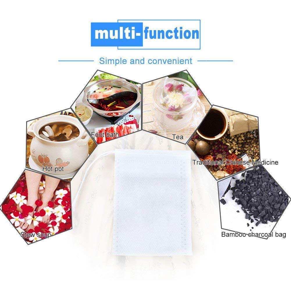 T&B 100 Disposable Empty Tea Bags, 1520mm Nonwoven Fabric, Pressure-Feeding Line, Empty Tea Bags for Loose Leaf Tea & Coffee, Portable and Ideal for