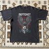Deftones Eule und Totenkopf Schwarzes Baumwoll-Unisex-T-Shirt Retro Rockband Grafik-T-Shirt