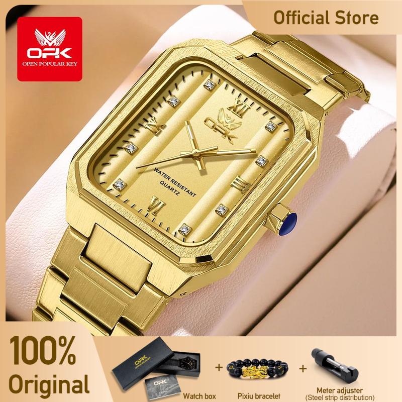 OPK 6043 Mens Watch Original Simple Fashion Quartz Wristwatch Waterproof Luminous Watches For Men Zircon Scale With Box Reloj