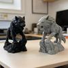 3D Printed Wolf Statue, Mechanical Style Wolf Figurine, Collectible Wolf Sculpture, Tabletop Ornament for Office Desk Shelf