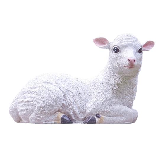 Statua di Pecora da Esterno, Scultura di Pecora in Resina per Giardino, Grazioso Ornamento di Agnello Realistico per Cortile Prato Fattoria Decorazione