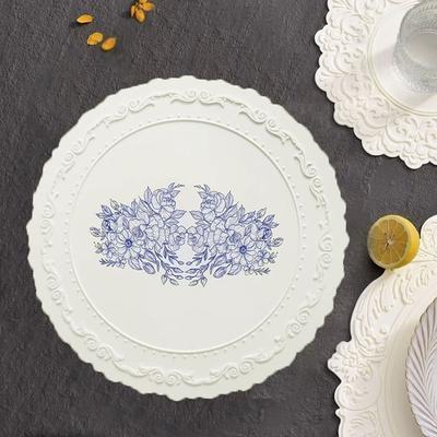 Silikon Oval Rund Tischset Blume Geprägt Groß Spitze Tischdecke Rutschfest Korea Servierteller Matte Esstisch Geschirr Tassenuntersetzer