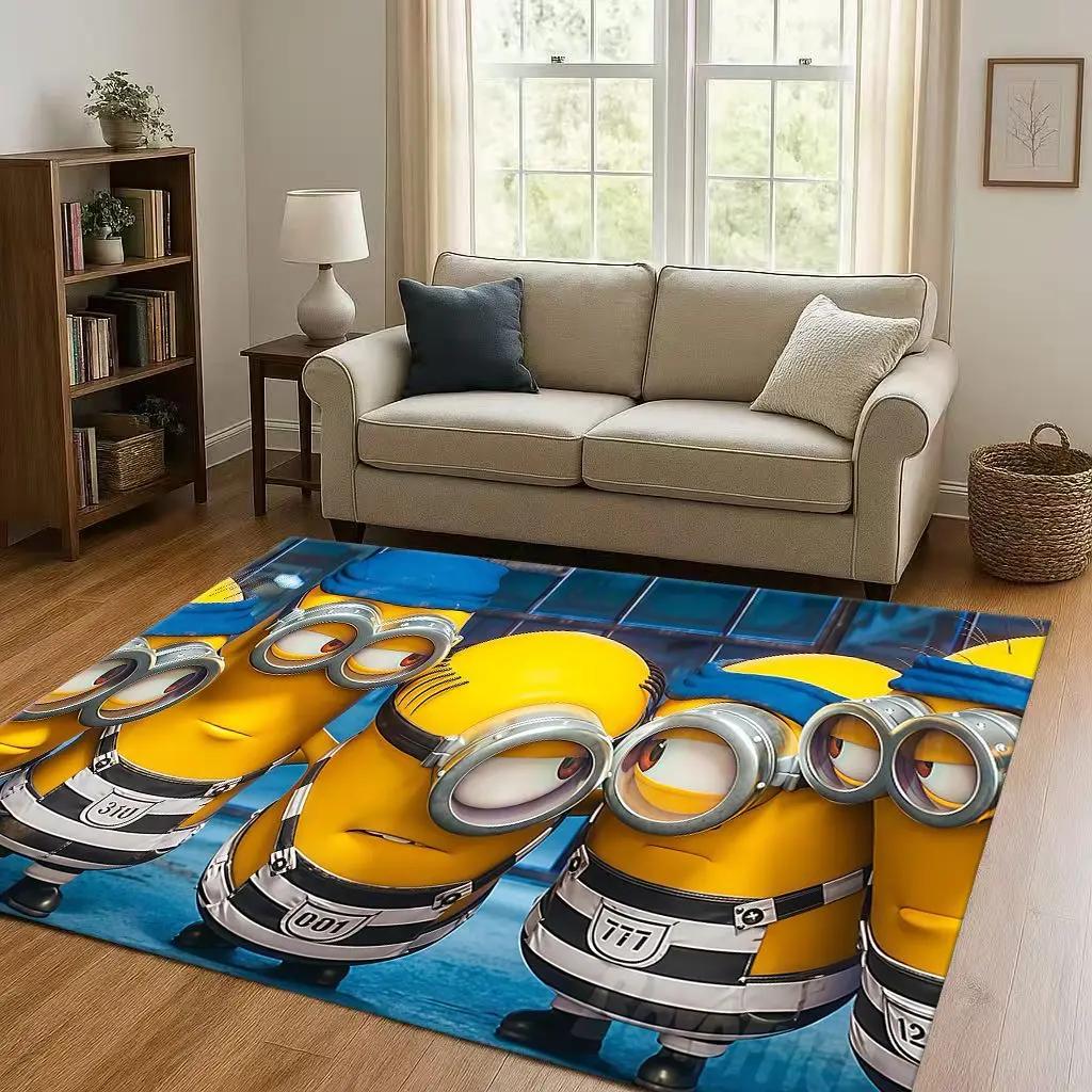 3D Cute Minions Cartoon Christmas Gift Living Room Non-Slip Area Rug Carpet for Bedroom Playroom Sofa,Home Decor Doormat