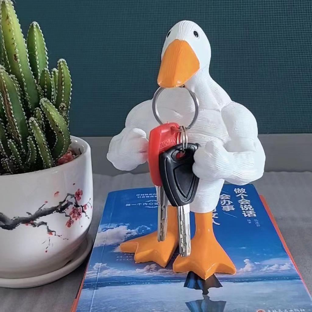 Muscle Duck Key Storage Set for Home Entry Door and Hallway Decor - Strongman Resin Artwork