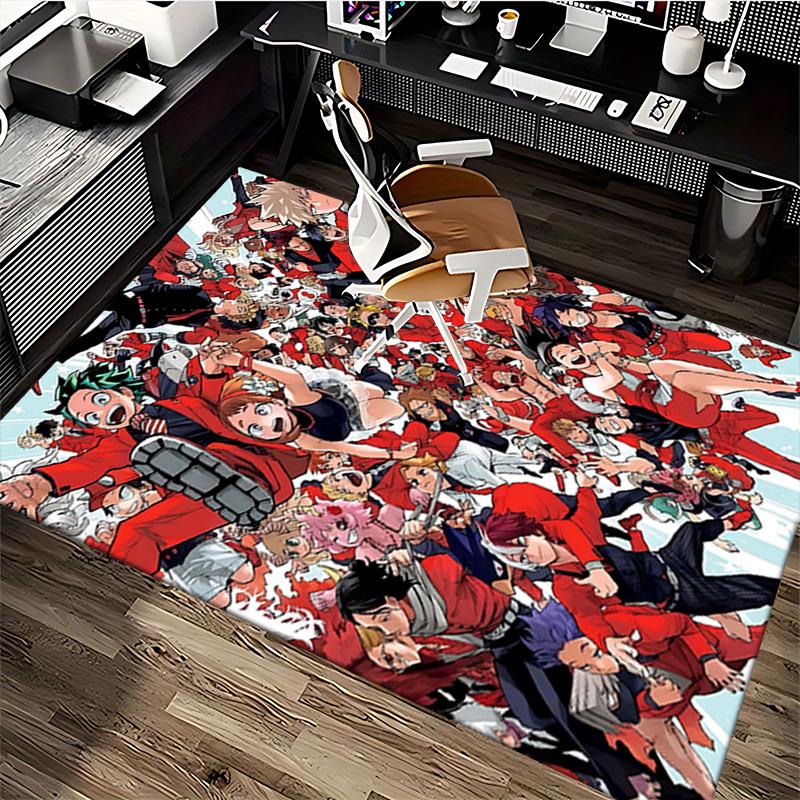 1pc My Hero Academia Chair Mat - Anime Cartoon Design Office Desk Pad, Non-Slip Carpet for Home Decor, Living Room, Bedroom, Game Room, Birthday Gift,