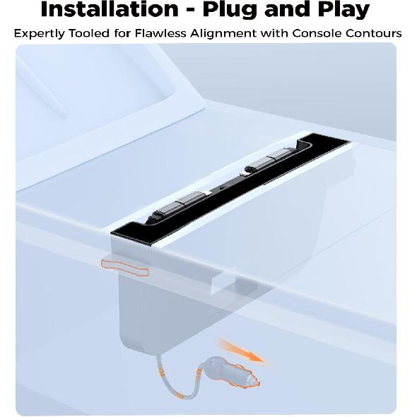 USB Hub For Tesla Model Y Juniper 2025-2026 & Model 3 Highland 2024-2025 Accessories, 120W USB-C Fast Charging With Retractable Cables, 2-Port Built