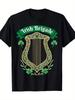 Irish Brigade Celtic Harp Shamrock Graphic Tee Men's Casual Short Sleeve T-Shirt