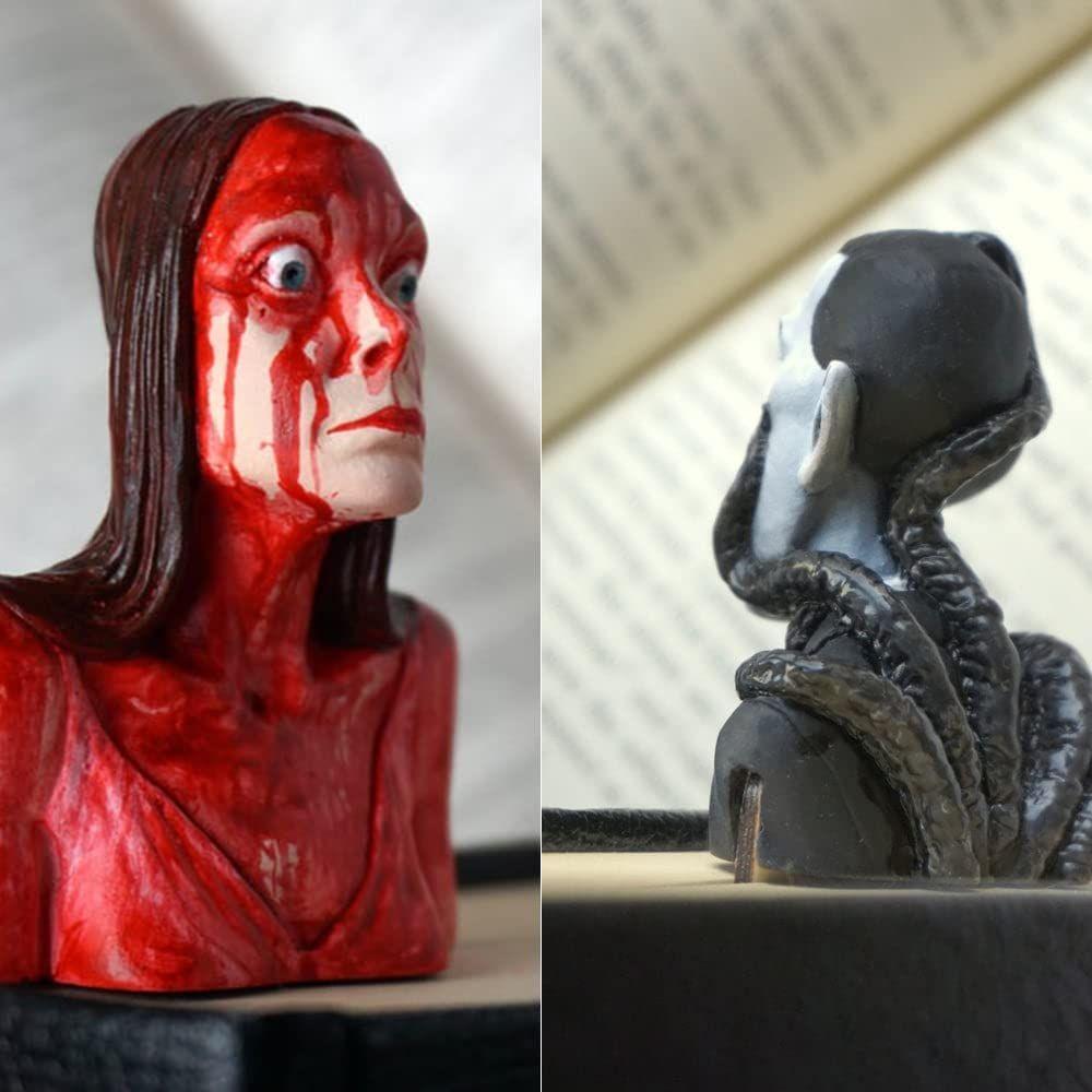 Halloween Gift Book Lovers Resin Figure Sculpture Horror Novels Half-Length Figure Horror Bookmarks