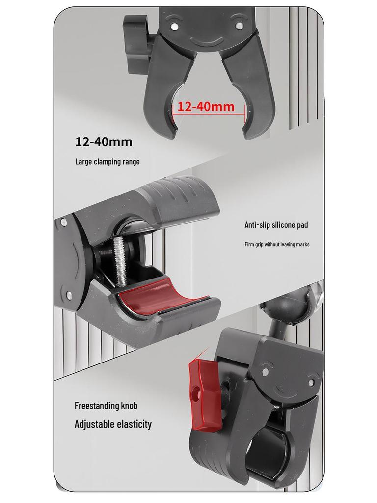 Adjustable Double Head Crab Clamp Mount for Outdoor Action Camera on Motorcycle