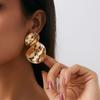 Wind Liquid Metal Pleated Leaf Stud Earrings, Design Sense Geometric Glossy Earrings