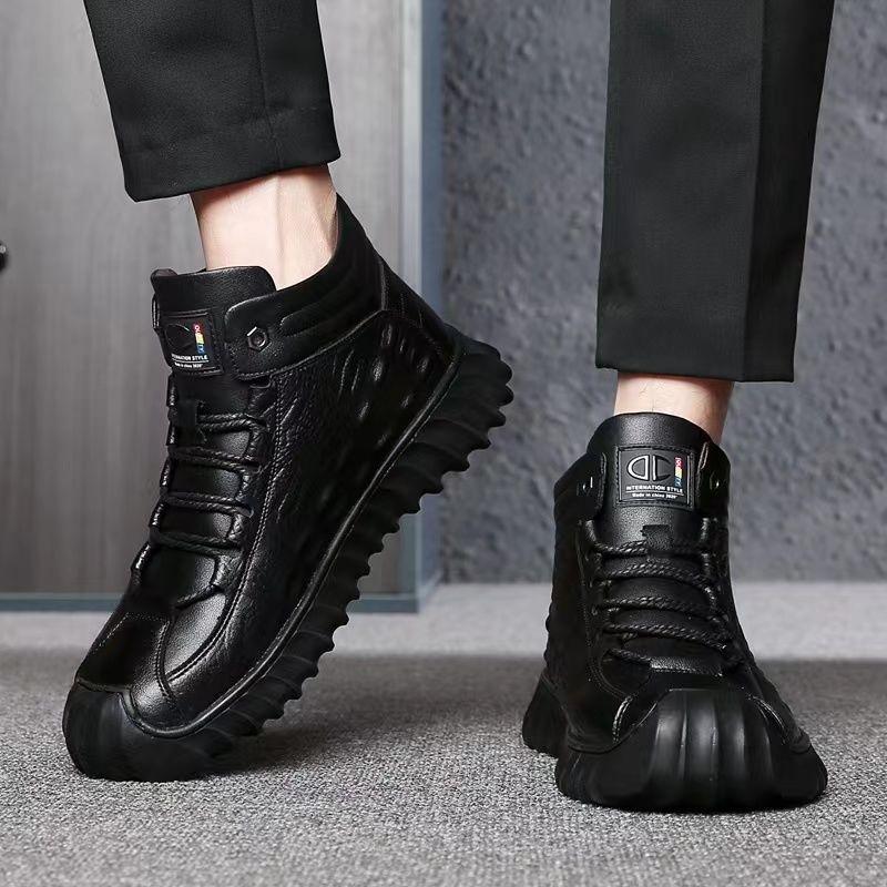 Men's cotton shoes genuine leather cotton boots pilot quick heat shoes velvet thermal cotton leather shoes wool thermal snow boots