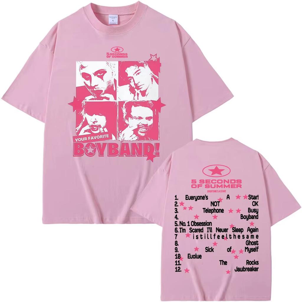 5 Seconds of Summer Everyone's A Star World Tour 2026 T Shirt Men Women Fashion Hip Hop Rock Punk Oversized Short Y2k Short Sleeves Classic