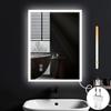 Bathroom Mirror - NETTLIFE - 60x80 Cm - LED Lighting - Shatterproof Glass - Scandinavian Style