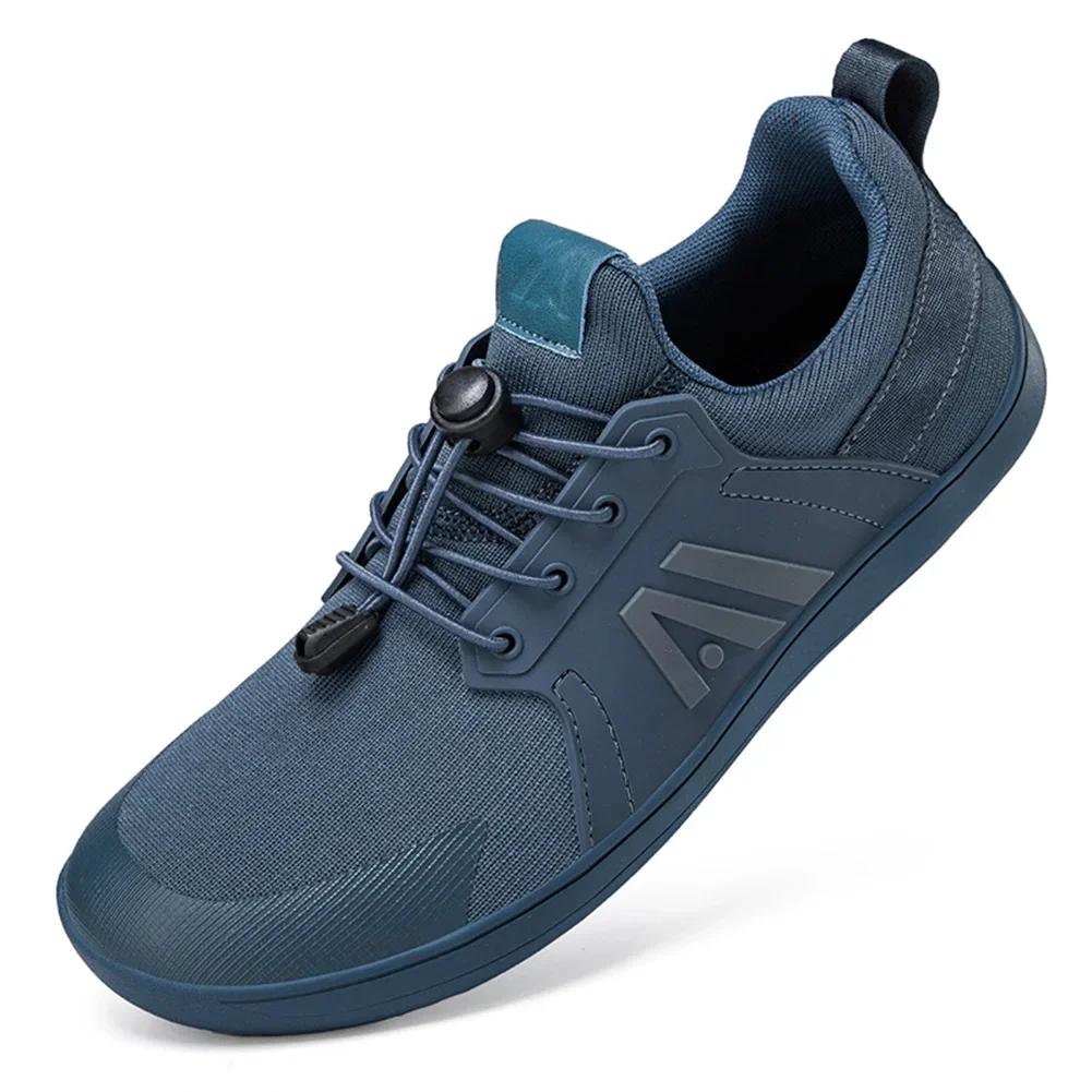 

2025 Мужские босые туфли с широким носком в минималистском стиле Кроссовки для бега по пересеченной местности для пеших прогулок на свежем воздухе 39 синий