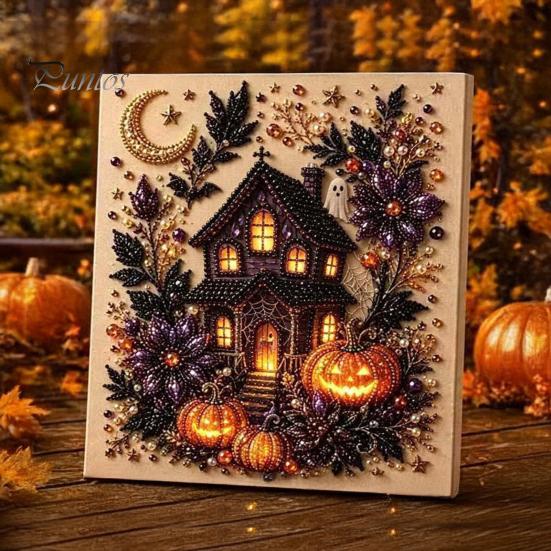 Artisanat Créatif Halloween Perles Bijoux Kit Perles Imitation, Kit Peinture DIY Citrouille Fantôme Ensemble d'Artisanat 3D pour Adultes, Murs Faits Main Idées Cadeaux Créatifs pour Fêtes