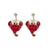 Cartoon Cute Asymmetrical Creative Crab Hot Pot Cloud Fan Earrings Female