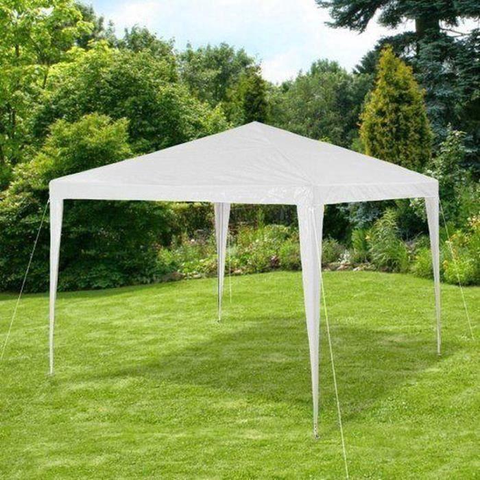 Tente de réception - Blanc - 3x3m - Hauteur 2,45m - Pliable - Polyéthylène 140g/m2