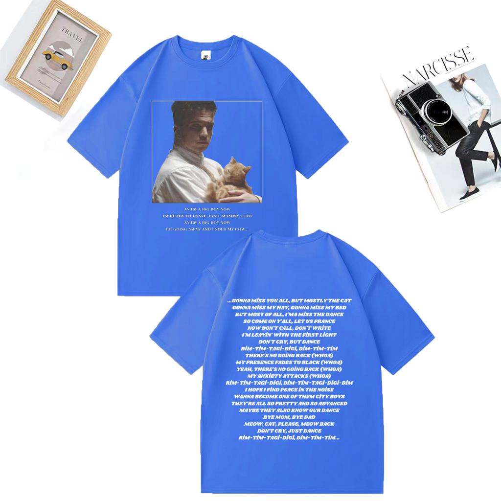 Baby Lasagna Rim Tim Tagi Dim Eurovision Móda Tričko Unisex DÁMSKÉ vtipné Kočka krátký rukáv Trička Unisex oversized Bavlněná trička