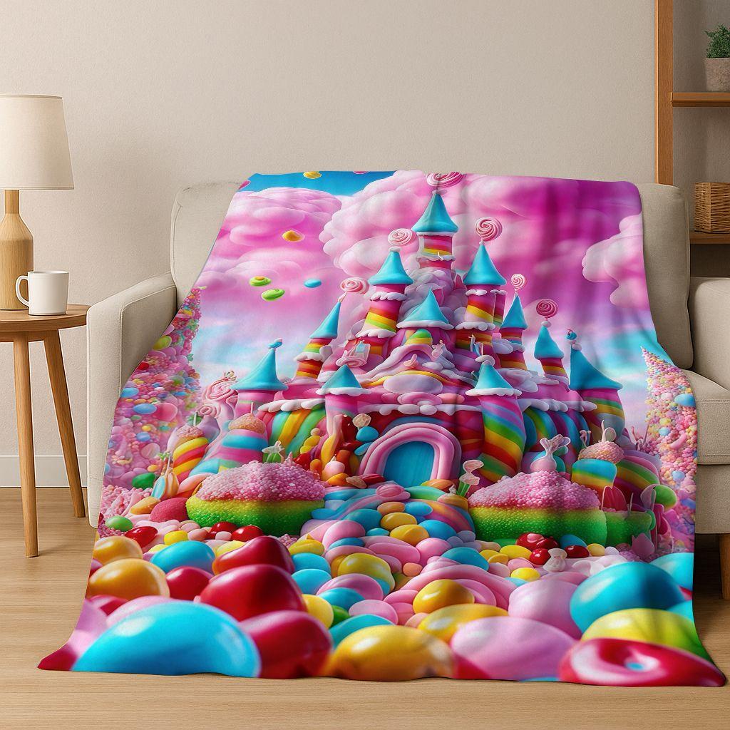Enchanted Fairytale Princess Castle Gothic Castle Cartoon Flannel Blanket,Cozy Soft Throw Blanket for Home Bedroom Bed Sofa Kids