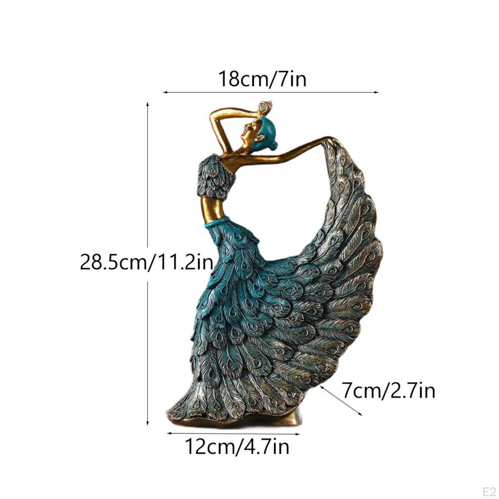 Elegant Peacock Dance Figurine Decorative Dancing Woman Sculpture Artistic