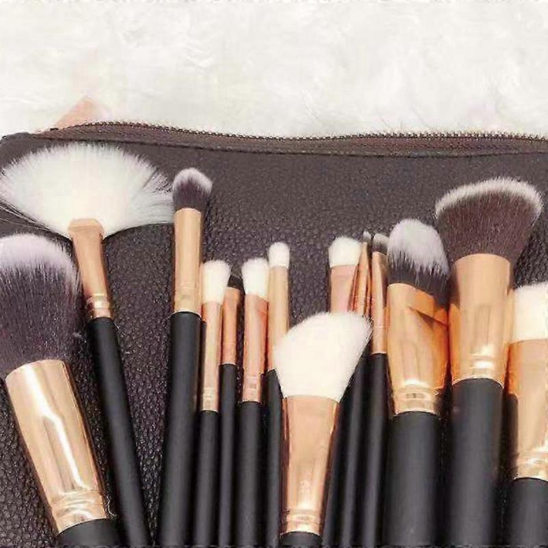 15-Piece Rose Gold Makeup Brush Set with Beauty Bag - Professional Cosmetic Brushes for Flawless Application & Makeup Artistry