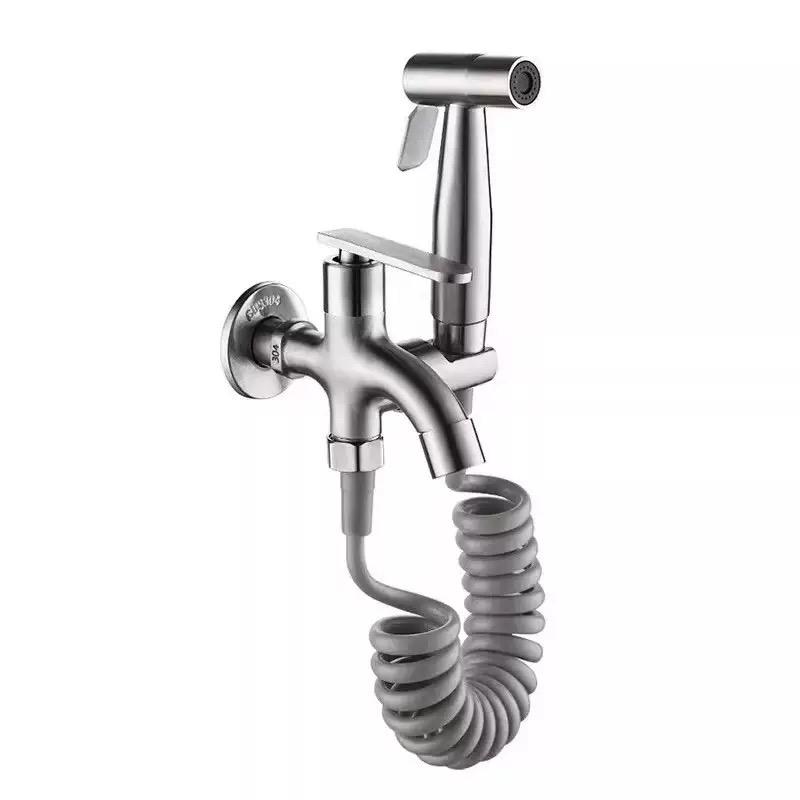 Toilet Bidet Sprayer Shattaf Set with Faucet, High Pressure Boosting Spray Gun for Personal Hygiene & Toilet Cleaning