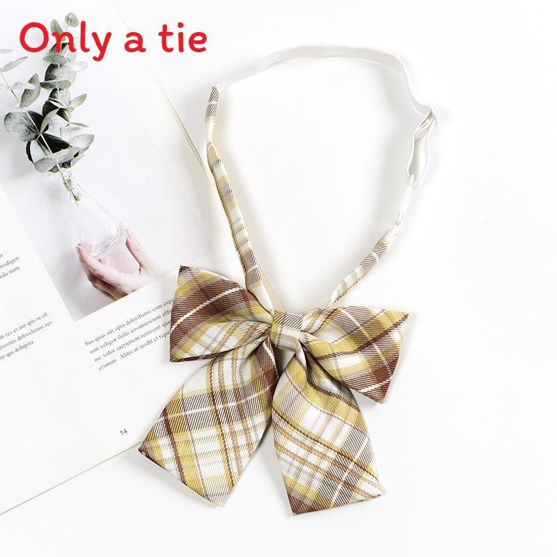 Checkered Retro Brown Striped Tie And Bow For Casual School Outfits Gifts And