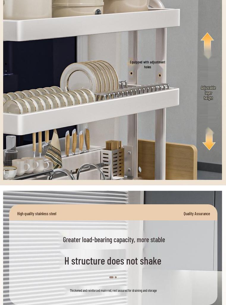Stainless Steel Multifunctional Kitchen Sink Dish and Bowl Storage Rack