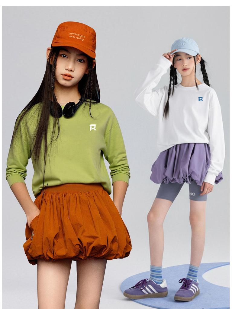 Tao Town Girls' Long-Sleeve Fashionable Loose Top - Versatile Spring/Autumn 2025