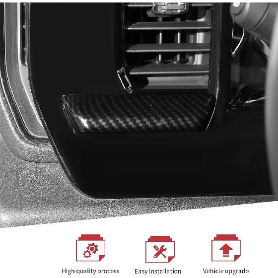 JeCar for Silverado Carbon Fiber Interior Center Console Dash Panel Trim Overlay for 2022 2023 2024 2025 2026 Chevrolet Chevy Silverado